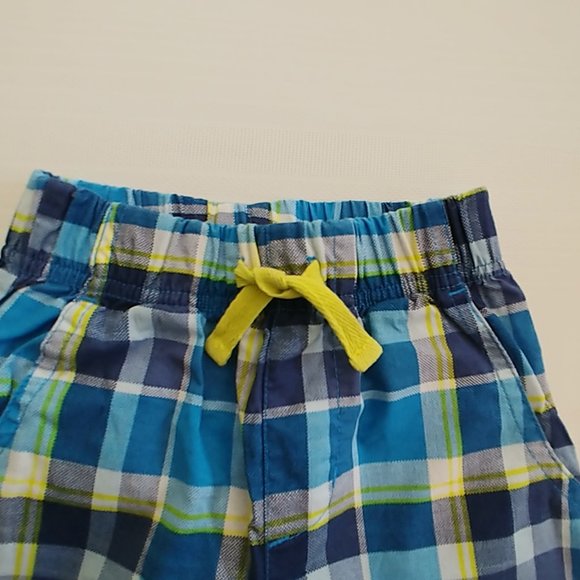 Pekkle Boys Blue Yellow Plaid Cotton Shorts 3T - Picture 2 of 4